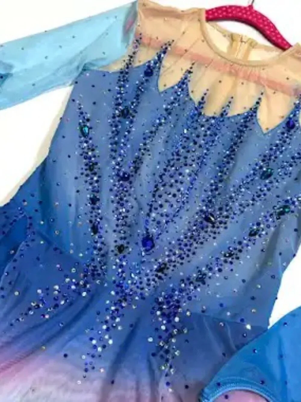 New Blue Pink Crystal Skating Dress Girls 14